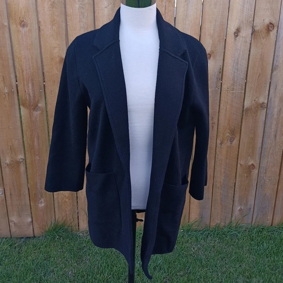 J. Crew Sweaters - J. Crew G7746 Open-Front Sweater Jacket 100% Merino Wool Black Size Medium